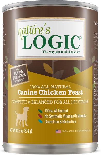 Nature's Logic Canine Chicken Feast All Life Stages Grain-Free Canned Dog Food, 13.2-oz, case of 12 slide 1 of 8
