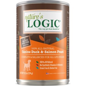 Nature's Logic Canine Duck & Salmon Feast All Life Stages Grain-Free Canned Dog Food, 13.2-oz, case of 12