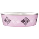 Loving Pets Bella Non-Skid Stainless Steel Dog & Cat Bowl, Argyle Pink, 3.25-cup