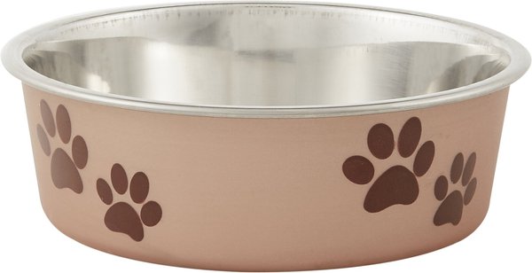 Loving Pets Bella Non-Skid Stainless Steel Dog & Cat Bowl, Metallic Champagne, 1.75-cup slide 1 of 3