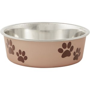 Loving Pets Bella Non-Skid Stainless Steel Dog & Cat Bowl, Metallic Champagne, 1.75-cup