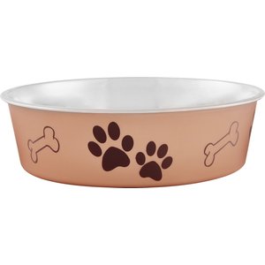 Loving Pets Bella Non-Skid Stainless Steel Dog & Cat Bowl, Champagne, 6.5-cup
