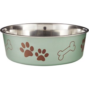 Loving Pets Bella Non-Skid Stainless Steel Dog & Cat Bowl, Metallic Artichoke, 7.75-cup