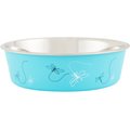 Loving Pets Bella Non-Skid Stainless Steel Dog & Cat Bowl, Turquoise, 3.25-cup