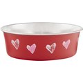 Loving Pets Bella Non-Skid Stainless Steel Dog & Cat Bowl, Heart Design, 1.75-cup