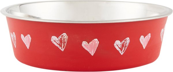 Loving Pets Bella Non-Skid Stainless Steel Dog & Cat Bowl, Heart Design, 3.25-cup slide 1 of 4