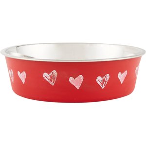 Loving Pets Bella Non-Skid Stainless Steel Dog & Cat Bowl, Heart Design, 3.25-cup