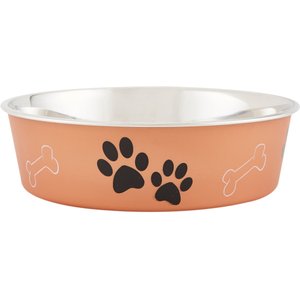 Loving Pets Bella Non-Skid Stainless Steel Dog & Cat Bowl, Metallic Copper, 6.5-cup