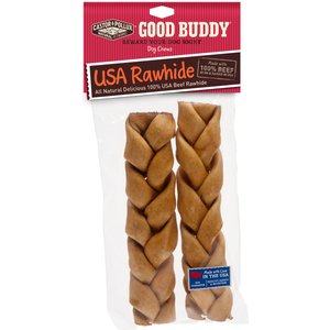 Castor & Pollux Good Buddy USA 7" Rawhide Braids Dog Treats, 2 count