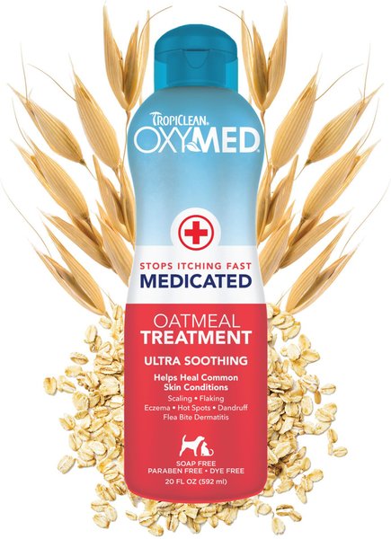 TropiClean OxyMed Medicated Oatmeal Dog & Cat Treatment Rinse, 20-oz bottle slide 1 of 9