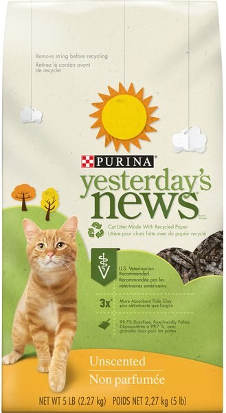 Yesterday's News Original Unscented Non-Clumping Paper Cat Litter, 5-lb bag slide 1 of 11