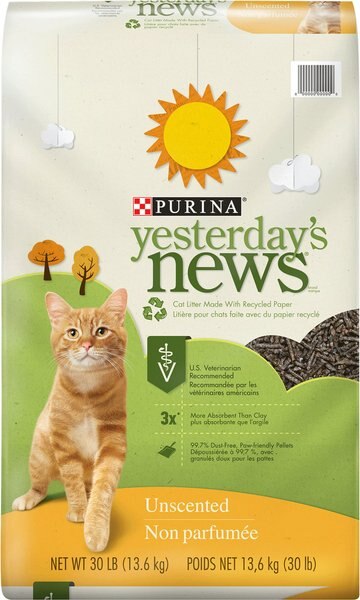 Yesterday's News Original Unscented Non-Clumping Paper Cat Litter, 30-lb bag slide 1 of 11