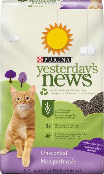 Yesterday's News Softer Texture Unscented Non-Clumping Paper Cat Litter, 13.2-lb bag slide 1 of 12