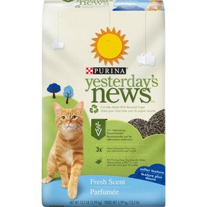 Yesterday's News Softer Texture Fresh Scented Non-Clumping Paper Cat Litter, 13.2-lb bag