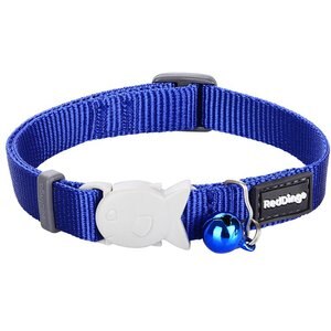 Red Dingo Classic Nylon Breakaway Cat Collar with Bell, Blue, 8 to 12.5-in neck, 1/2-in wide