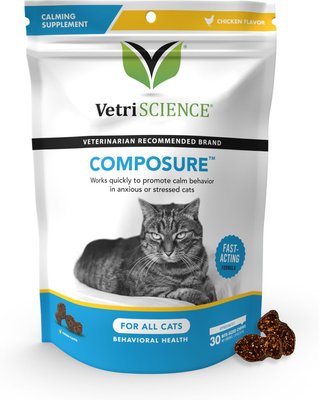 VetriScience Composure Chicken Liver Flavored Soft Chews Calming Supplement for Cats, slide 1 of 1