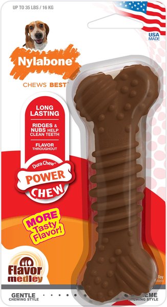 Nylabone Power Chew Textured Bone Dog Chew Toy, Flavor Medley, Medium slide 1 of 11