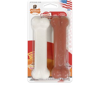 Nylabone Power Chew Classic Twin Pack Flavored Durable Dog Chew Toy Twin Pack Bacon & Chicken, Medium 