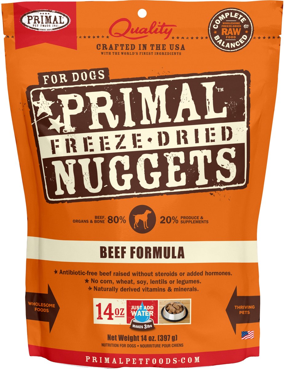 Primal Beef Formula Nuggets Grain-Free Raw Freeze-Dried Dog Food