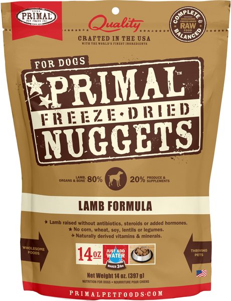 Primal Lamb Formula Nuggets Grain-Free Raw Freeze-Dried Dog Food, 14-oz bag slide 1 of 7