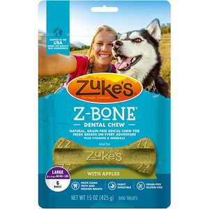 Zuke's Z-Bones with Apples Rawhide-Free Large Dental Dog Treats, 6 count