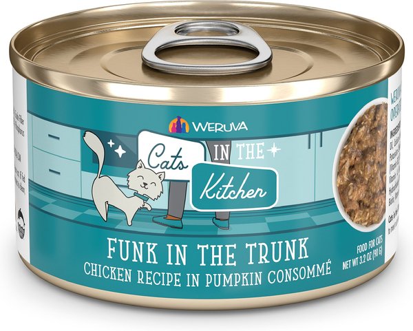 Weruva Cats in the Kitchen Funk In The Trunk Chicken in Pumpkin Consomme Grain-Free Canned Cat Food, 6-oz, case of 24 slide 1 of 6