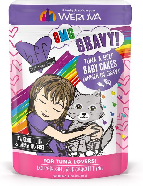 BFF Tuna & Beef Baby Cakes Dinner in Gravy Wet Cat Food Pouches, 3-oz, case of 12 slide 1 of 10