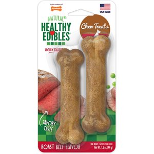 Nylabone Healthy Edibles Long Lasting Roast Beef Flavor X-Small Breed Dog Bone Treats, 2 count