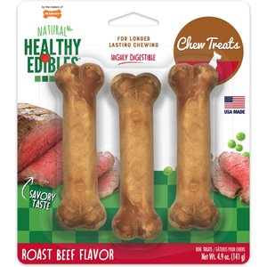 Nylabone Healthy Edibles Long Lasting Roast Beef Flavor Small Breed Dog Bone Treats, 3 count