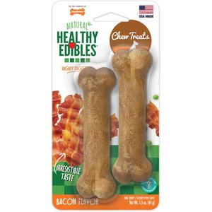 Nylabone Healthy Edibles Longer Lasting Bacon Flavor X-Small Breed Dog Bone Treat, 2 count