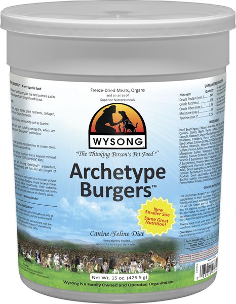 Wysong Archetype Burgers Freeze-Dried Raw Dog & Cat Food, 20-oz canister slide 1 of 5