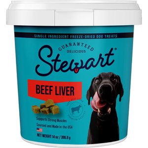 Stewart Pro-Treat Beef Liver Freeze-Dried Raw Dog Treats, 14-oz tub