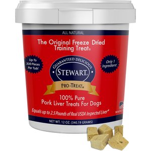 Stewart Pro-Treat Pork Liver Freeze-Dried Raw Dog Treats, 12-oz tub