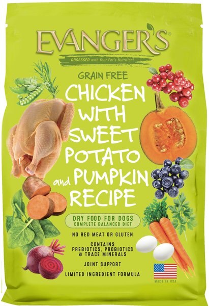 Evanger's Grain-Free Chicken with Sweet Potato & Pumpkin Recipe Dry Dog Food, 33-lb bag slide 1 of 1