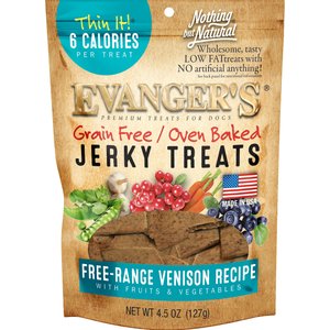 Evanger's Nothing But Natural Venison with Fruits & Vegetables Jerky Dog Treats, 4.5-oz bag