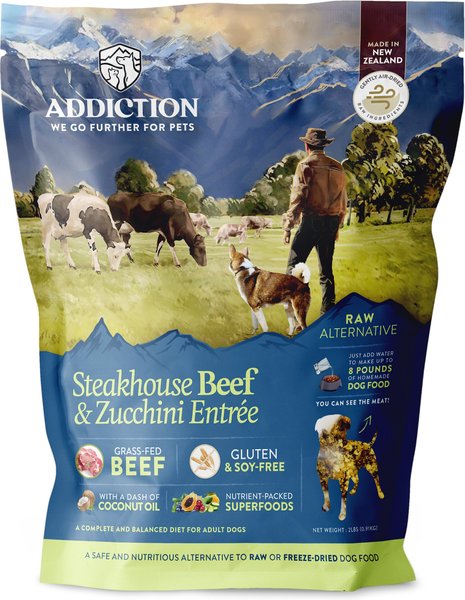 Addiction Steakhouse Beef & Zucchini Entree Raw Dehydrated Dog Food, 2-lb box slide 1 of 10