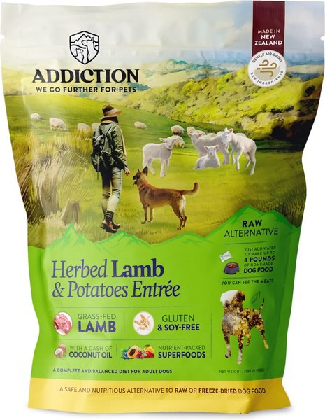 Addiction Herbed Lamb & Potatoes Raw Dehydrated Dog Food, 2-lb box slide 1 of 10
