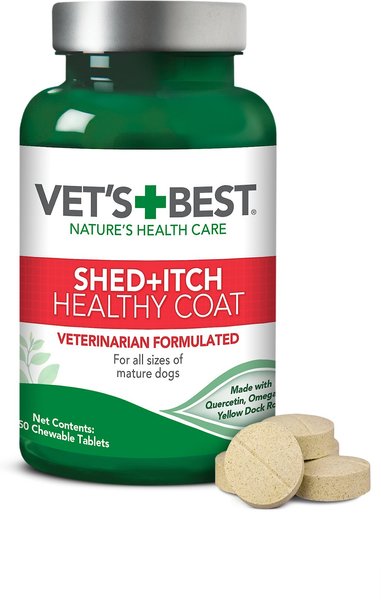 Vet's Best Shed+Itch Healthy Coat Chewable Tablets Skin & Coat Supplement for Dogs, 50 count slide 1 of 9