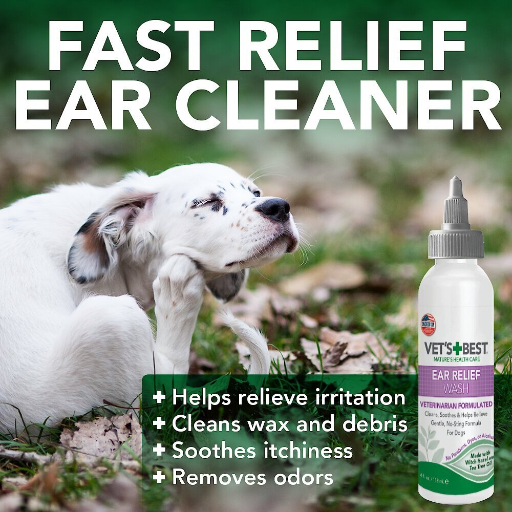 VET'S BEST Ear Relief Wash + Dry Combo Pack for Dogs, 2