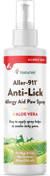 NaturVet Aller-911 Allergy Aid Anti-Lick Paw Plus Aloe Vera Dog & Cat Spray, 8-oz bottle slide 1 of 10