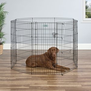 MidWest Wire Dog Exercise Pen with Step-Thru Door, Black E-Coat, 42-in
