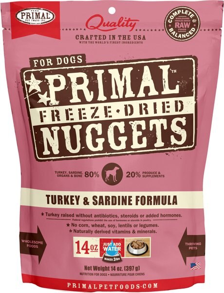 Primal Turkey & Sardine Formula Nuggets Grain-Free Raw Freeze-Dried Dog Food, 14-oz bag slide 1 of 7