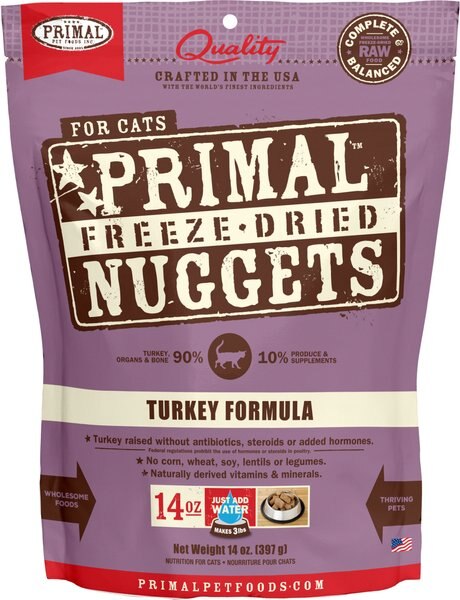 Primal Turkey Formula Nuggets Grain-Free Raw Freeze-Dried Cat Food, 14-oz bag slide 1 of 7