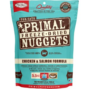 Primal Chicken & Salmon Formula Nuggets Grain-Free Raw Freeze-Dried Cat Food, 5.5-oz bag