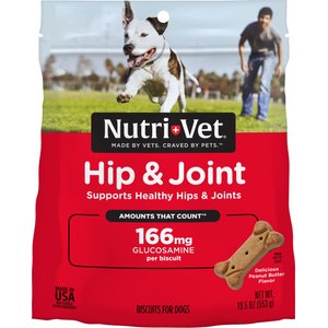 Nutri-Vet Hip & Joint Regular Strength Biscuits for Small & Medium Dogs Peanut Butter Flavor Treats, 19.5-oz bag