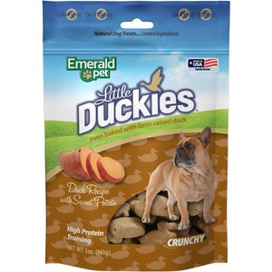 Emerald Pet Grain-Free Little Duckies with Duck & Sweet Potato Dog Treats, 5-oz bag
