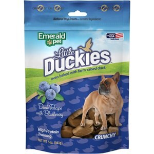 Emerald Pet Grain-Free Little Duckies with Duck & Blueberry Dog Treats, 5-oz bag
