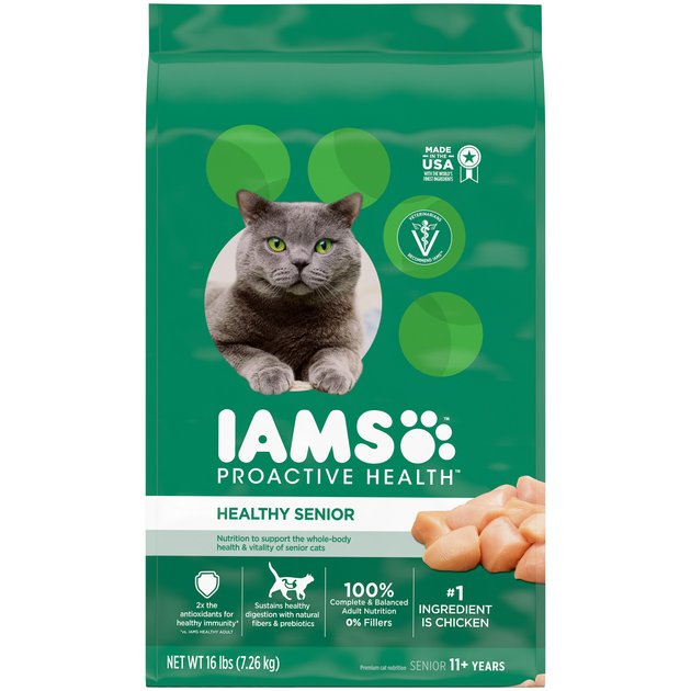 IAMS ProActive Health Healthy Senior Dry Cat Food, 16-lb ...