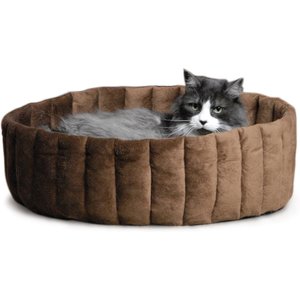K&H Pet Products Lazy Cup Cat Bed, Tan/Mocha, Small