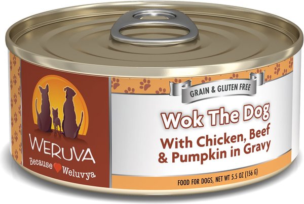 Weruva Wok the Dog with Chicken, Beef & Pumpkin in Gravy Grain-Free Canned Dog Food, 5.5-oz, case of 24 slide 1 of 10